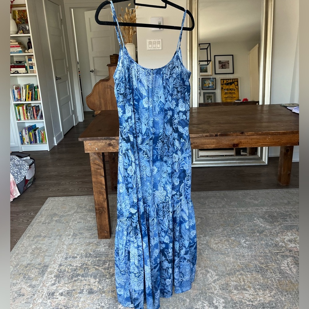 Zara Floral Blue Low Backed Maxi Dress